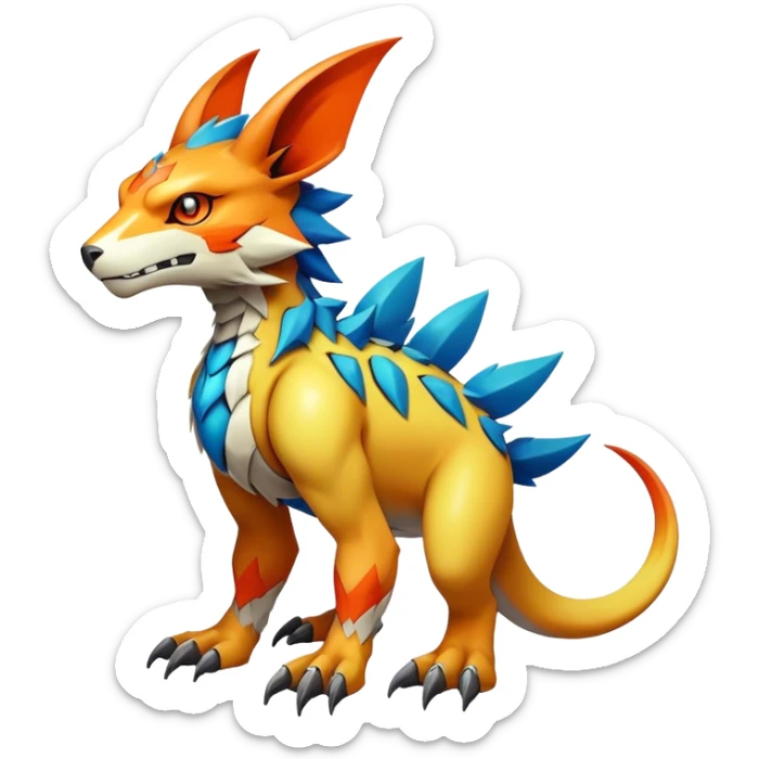 cool edgy badass colorful fantasy animal-Digimon-Fakemon full body sticker