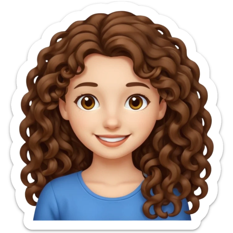 crée moi une jeune fille très belle avec les cheveux bouclés long brune sticker