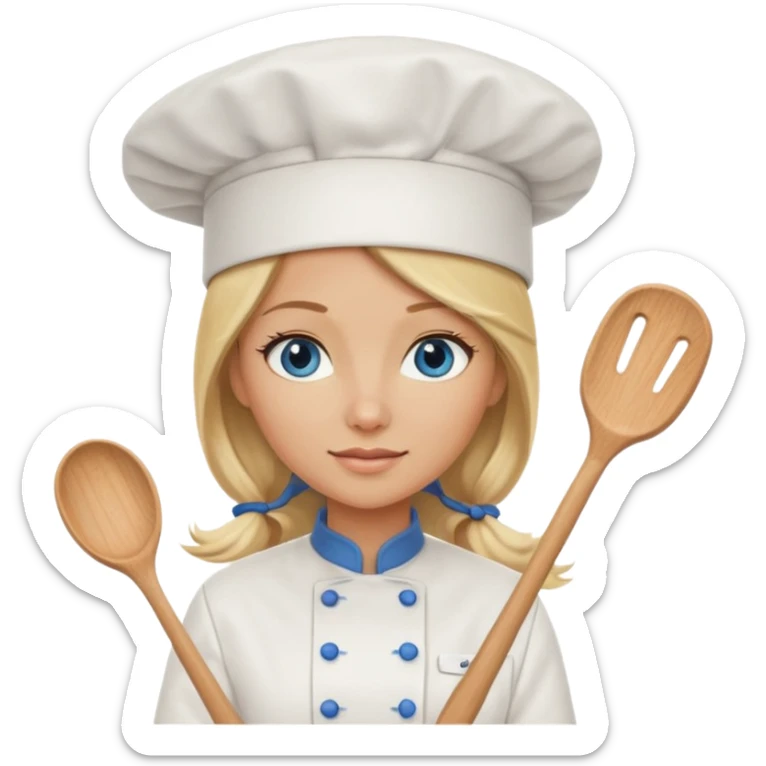 Sexy Long Blonde hair blue eyed female chef sticker