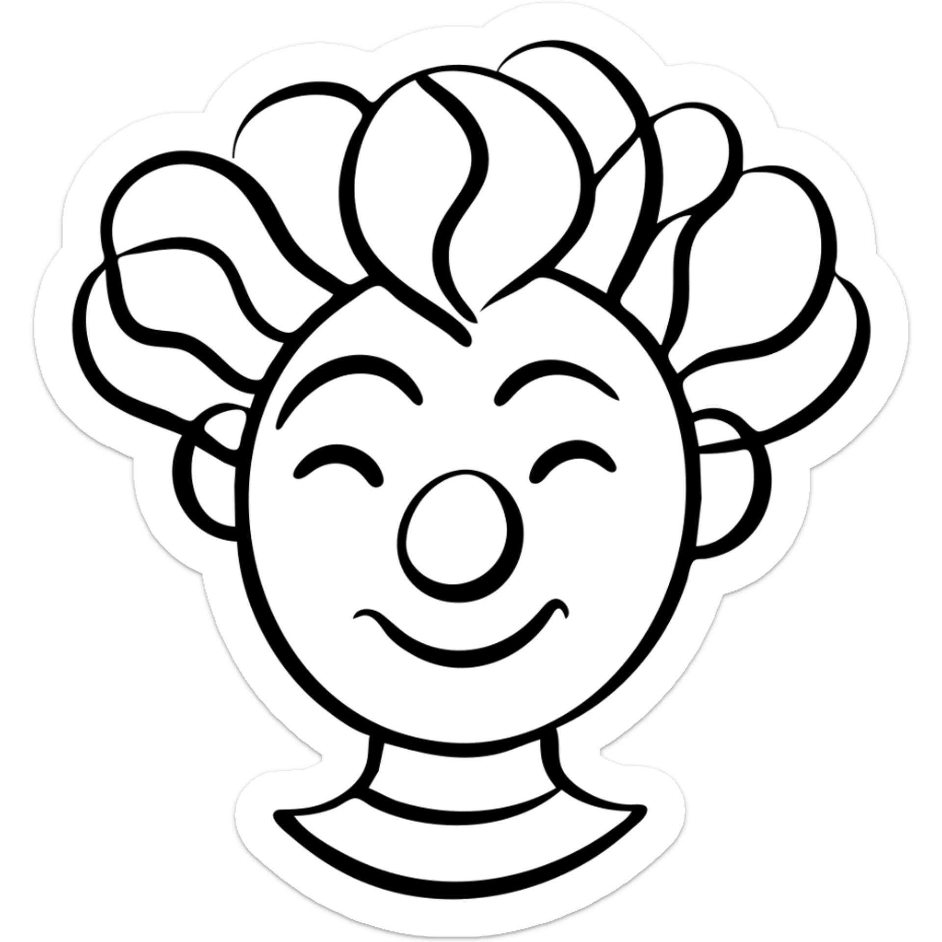 circus clown face with red nose, colorful hair, and painted smile sticker