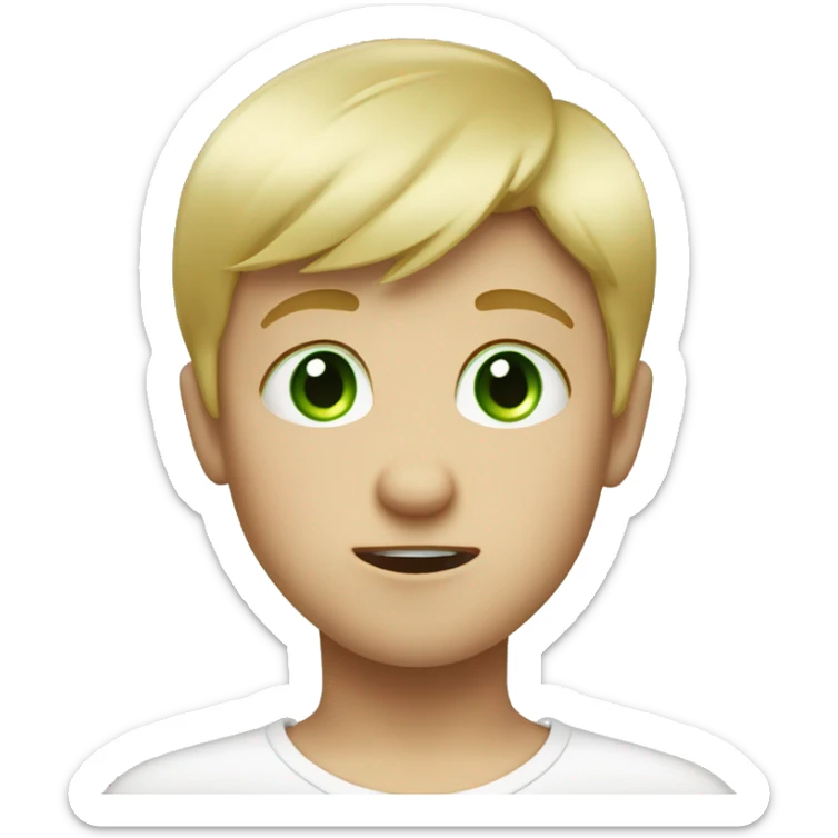  A Little boy with short blond hair and Green eyes, always hangry  sticker