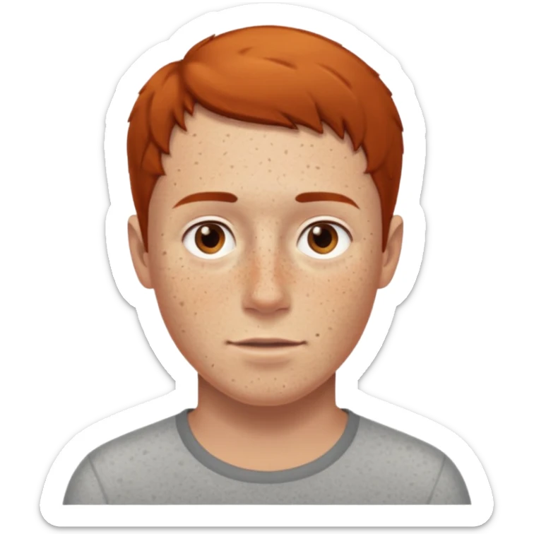 Man with freckles, light skin, short brown hair more freckles brown hair not orange hair sticker