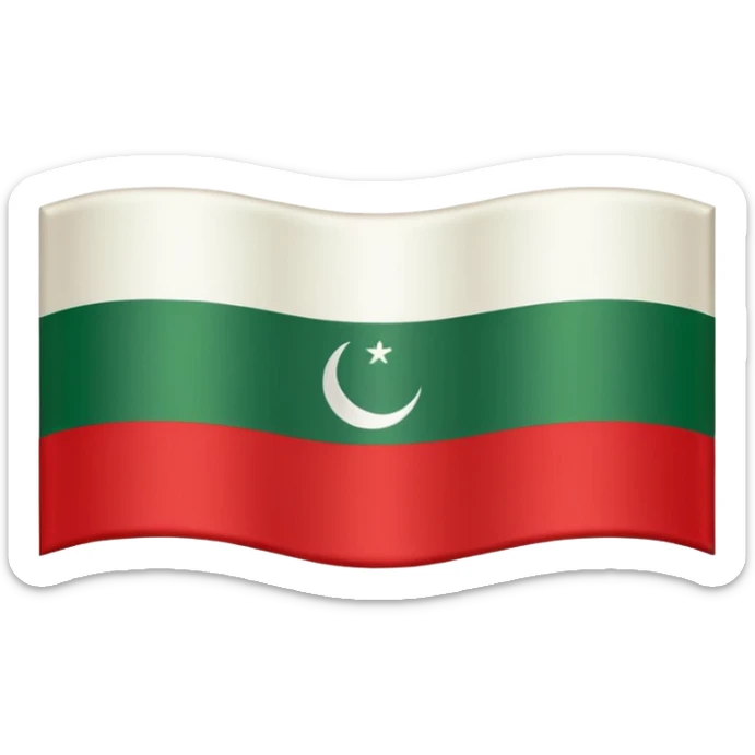  a horizontal tricolor of green, white, and red. The green stripe features the Shahada (Islamic declaration of faith) in white Arabic script sticker