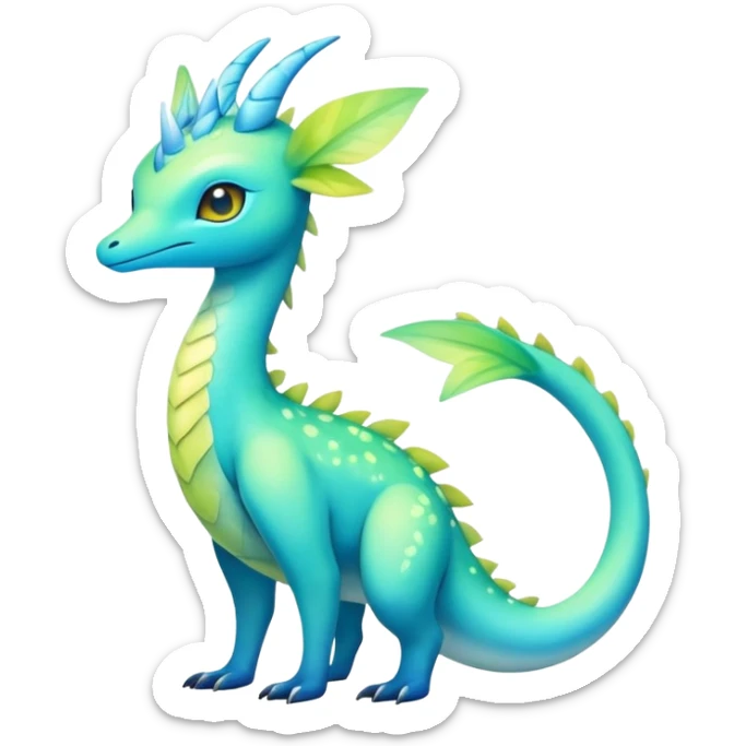 Shiny Exotic Colorful Amaura-Aurorus-Fakémon-hybrid-creature (full body)  sticker