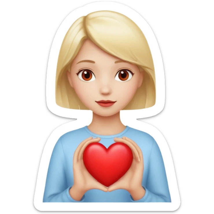 prayer girl blond hair red heart in her hands sticker