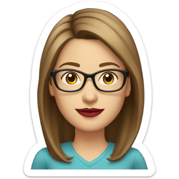 Caucasian-Mum-woman-lipstick-long-straight-brown-hair-standing-wearing-glasses-plus-size sticker