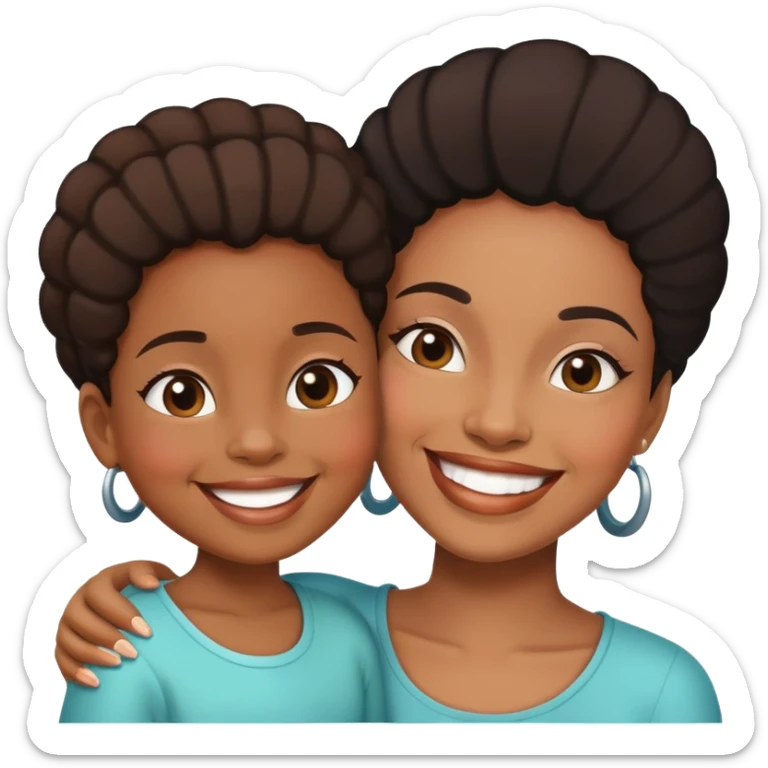 make a happy black family without the dad so only 2 people thats the mom and daughter sticker