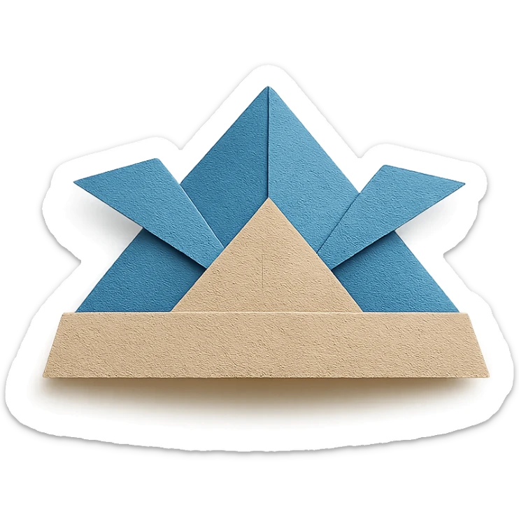 a folded origami paper hat sticker