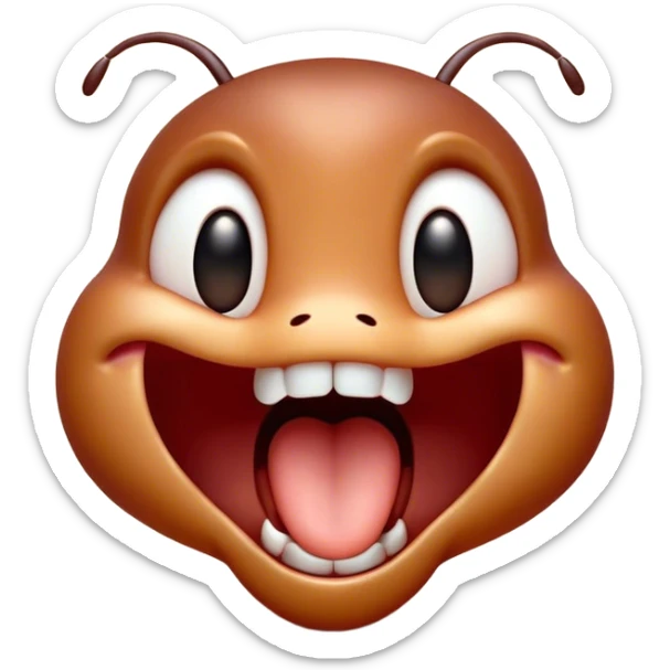 Cinematic Adorable Yawning Ant Portrait Emoji, Head tilted slightly with a dramatic, wide-open yawn, showcasing a tiny, segmented body with softly drooping features and sleepy, half-closed eyes, Simplified yet irresistibly cute features, highly detailed, glowing with a soft, cozy natural glow, high shine, relaxed yet expressive, stylized with a dash of whimsical charm, soft glowing outline, capturing the essence of a drowsy ant that appears ready to stretch out for a nap! sticker