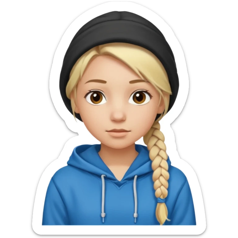 hoodie which cover her hair blonde girl with braided hair sticker