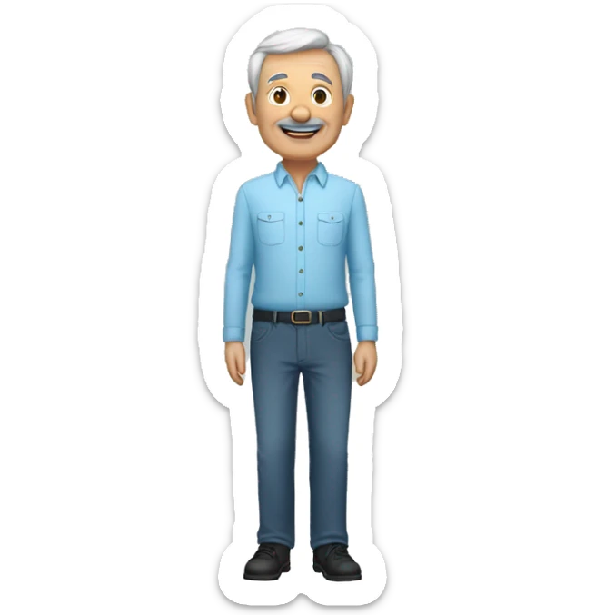 Full body : male, 70 years old. -167cm, 65kg, sky blue, black bottom" sticker