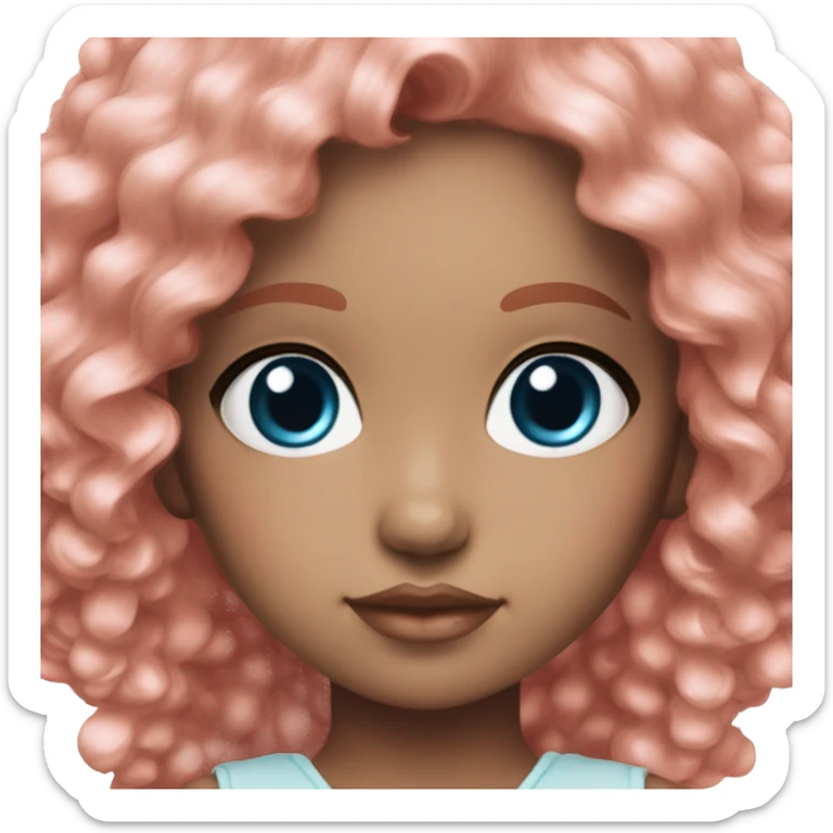 ocean blue doll eyes, brown red hair, feminine, pink, girl, angelic sticker