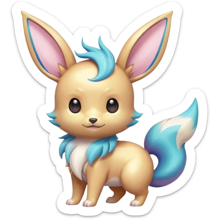 Shiny Colorful Pastel Kawaii Eeveelution-Cute-Pokémon-fusion full body sticker