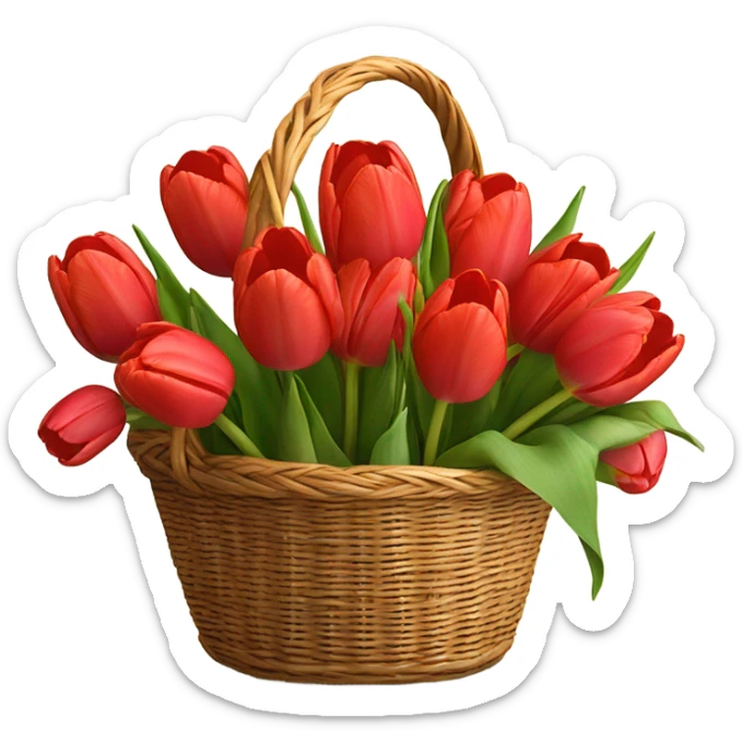 Red tulips bouquet in basket the same as the white ones you gave me without the bow sticker
