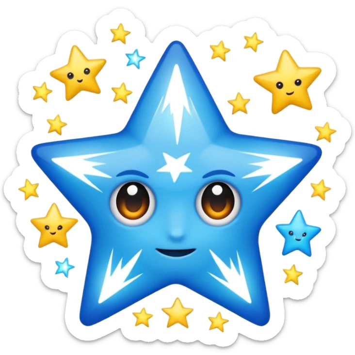 Rayos, centellas y estrellas en color azul con expresiones de furia sticker