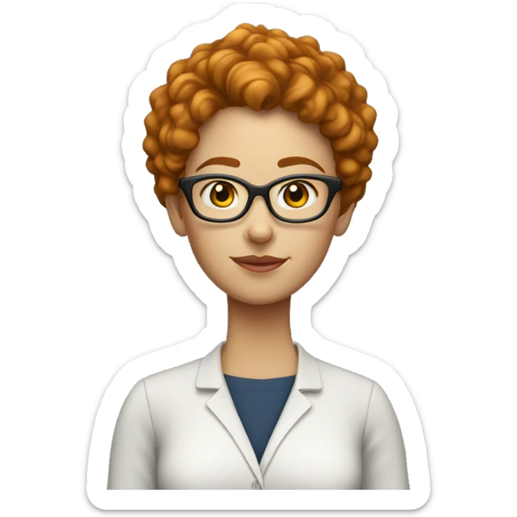 woman teacher with ginger short curly hair whearing glasses white skin  sticker