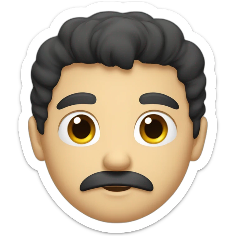 Hungry men with black hair and Little mustache  sticker