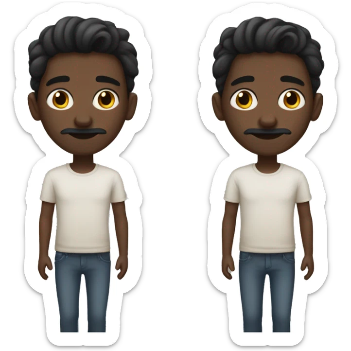 boy with broad nose, dark brown skin blck hair , little mustache broad face sticker