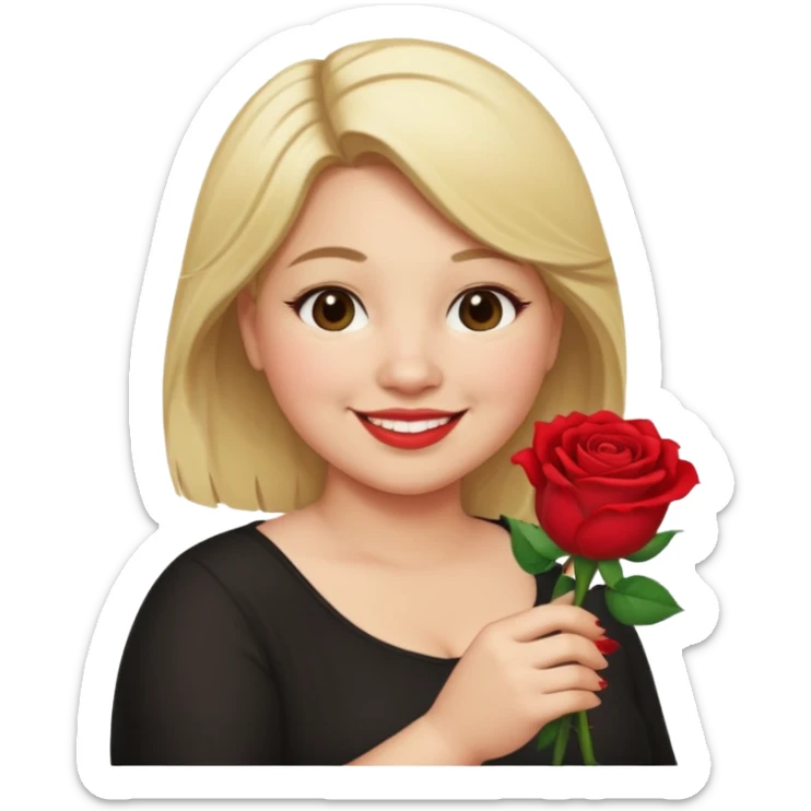 ash Trevino is a fat girl with blonde hair and has a rose in her hand  sticker