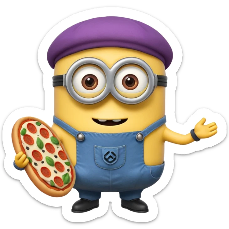 un minions  del cartone animato con la pelle di colore viola e che abbiamo il pizzetto come barba sticker