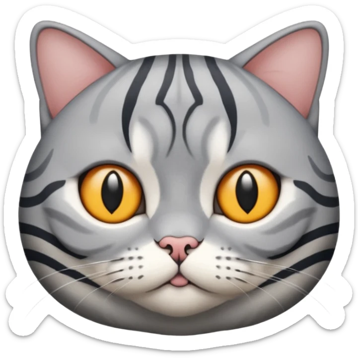 Generate an emoji of a British Shorthair cat with a gray stripe sticker