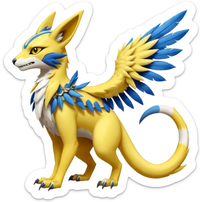 Latias-Vernid-Lombax-Renamon-Zeraora-Bastet-Fakémon-Digimon-hybrid-fusion-creature, full body sticker