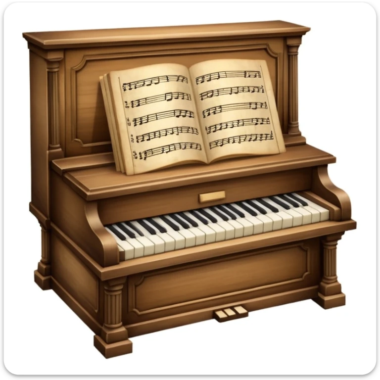 emoji de partitura musical antiga sobre mesa de madeira nobre, ambiente de mansão, vibe old money sticker