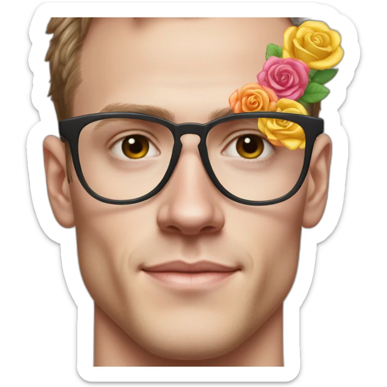 Jonathan Toews wearing glasses as a rainbow musical note with pastel roses sticker