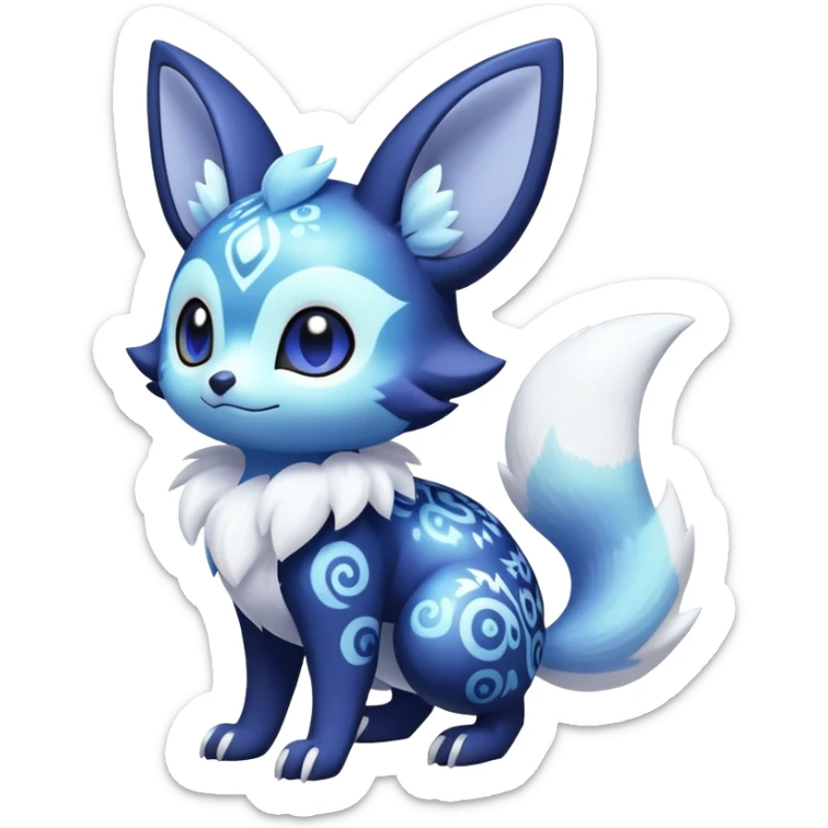 Shiny snowy pastel Noibat-Meowstic-Umbreon-Fakémon-hybrid-creature (full body)  sticker