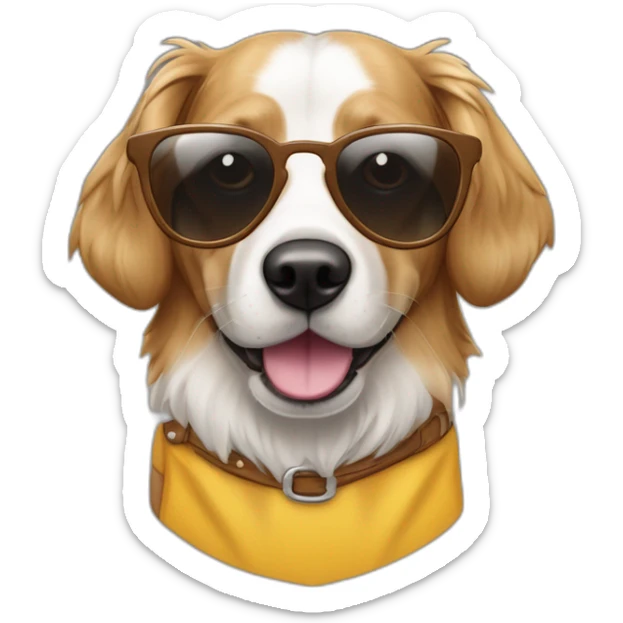Chien Épagneul breton amusant avec des lunettes de soleil et une pinte de bierre sticker