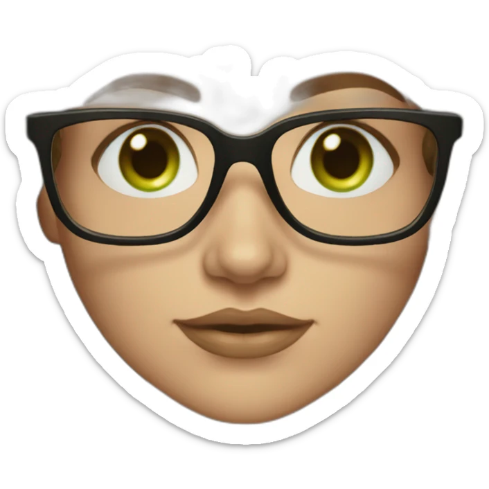 woman-with-wavy-brown-hair-square-glasses-green-eyes sticker