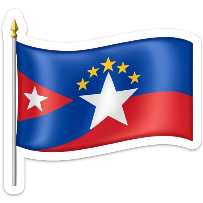 Emoji du drapeau de la Yougoslavie avec en haut du bleu au milieu du blanc avec un étoile et en bas du rouge utilise le même modèle que ce drapeau là : 🇾🇪 mais tu remplace juste les couleurs  sticker