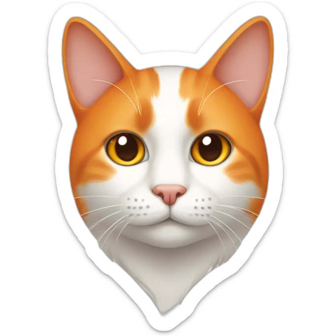 Orange and white cat face sticker