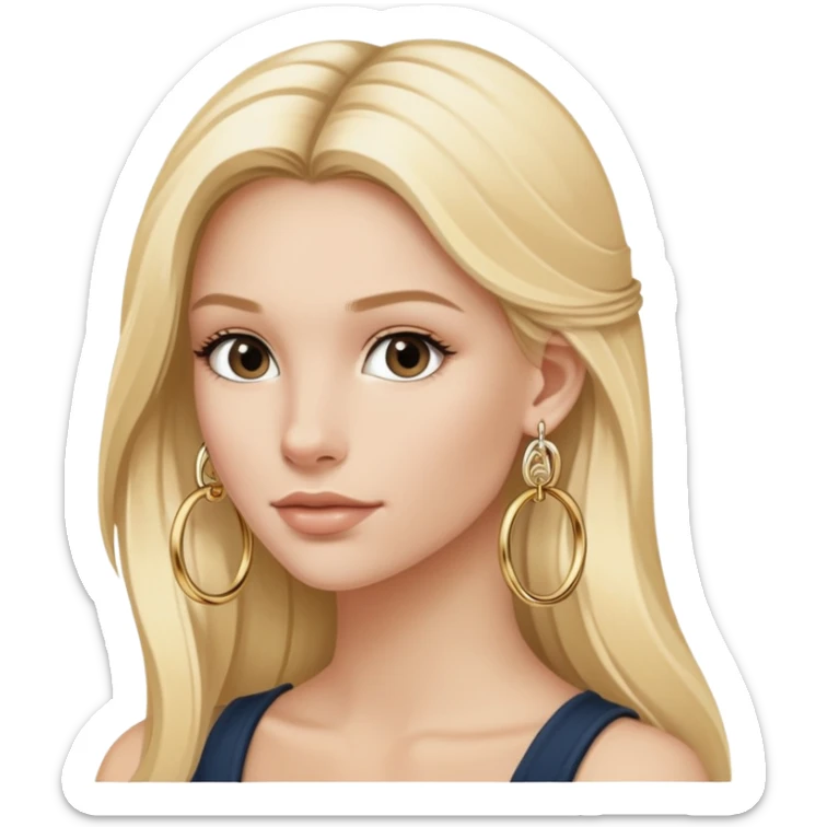 blonde girl long hair wearing david yurman small hoop earrings sticker