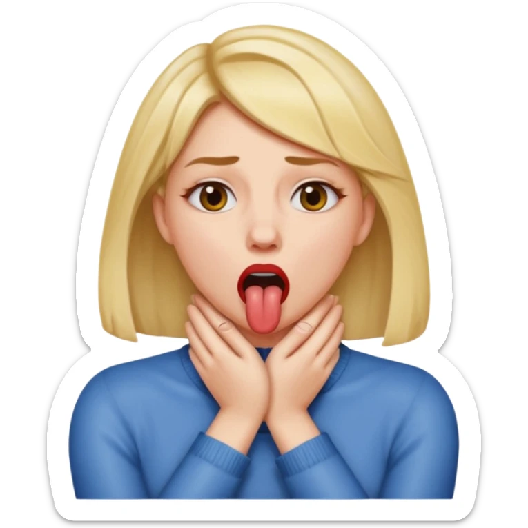 criss cross hands around throat choking self woman emoji tongue out  sticker