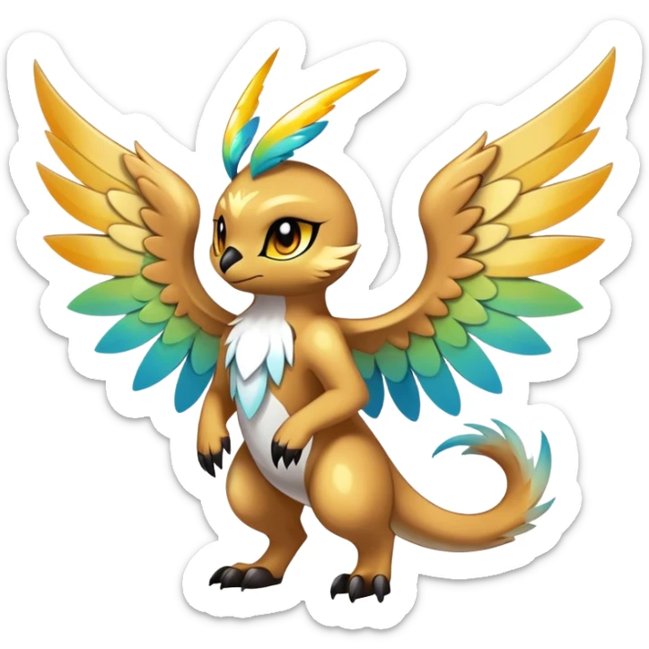 Anthro Sona Cool Edgy Cute Colorful Shy Winged Shiny Fakemon-Fantasy-Creature Full Body sticker