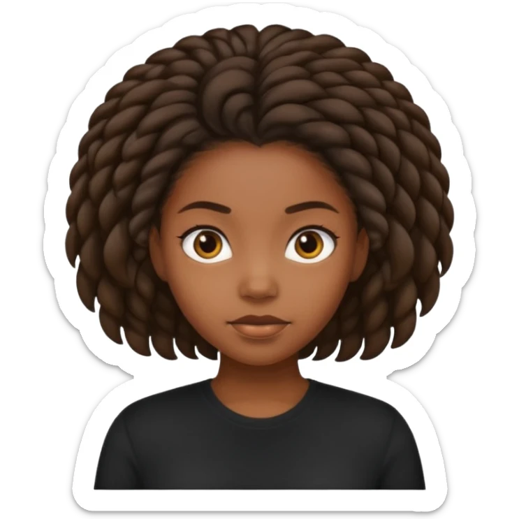 A black girl with coiled hair and she is wearing a black shirt  sticker
