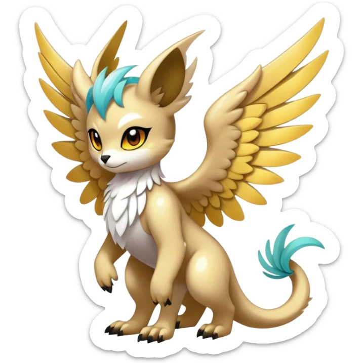 Anthro Sona Cool Edgy Cute Colorful Shy Winged Shiny Fakemon-Fantasy-Creature Full Body sticker