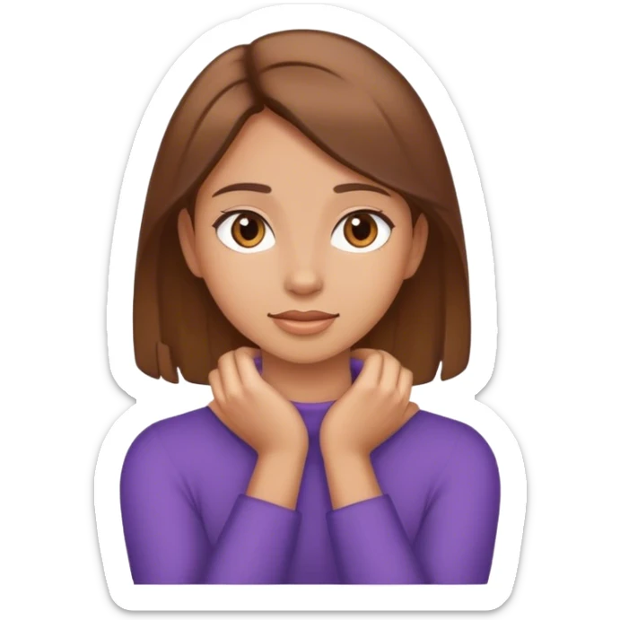 girl with light tan skin and brown hair with hands tight around neck  sticker