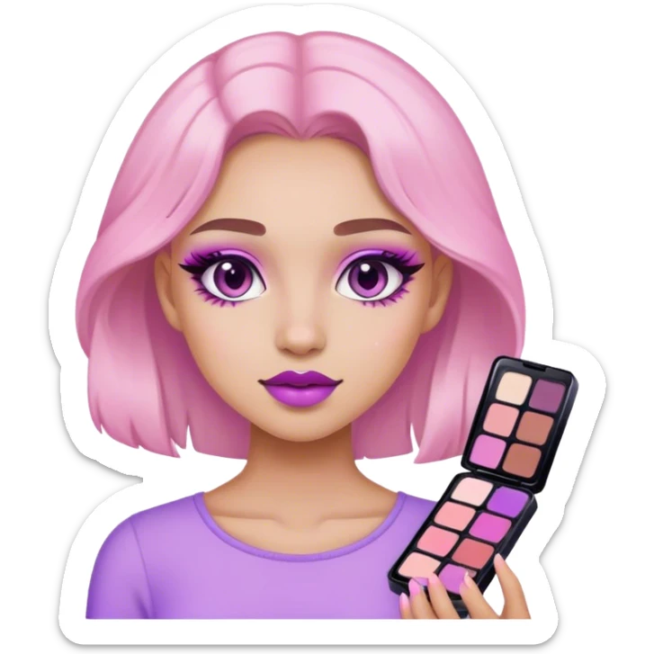 busco una niña que venda maquillaje que se llame florii y sus colores de identidad son el rosado claro ymorado claro sticker