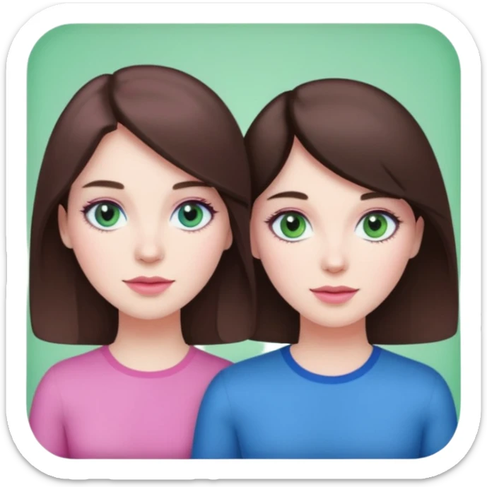 pink polaroid photo of a couple thats white with brunette hair blue and green eyes sticker