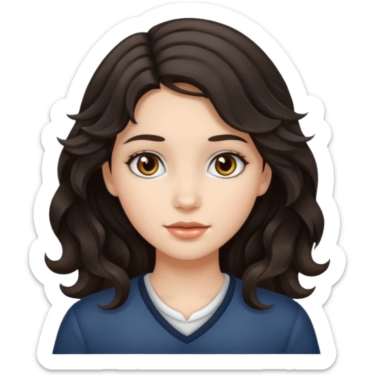 girl with dark wavy hair and white highlights on her hair  sticker