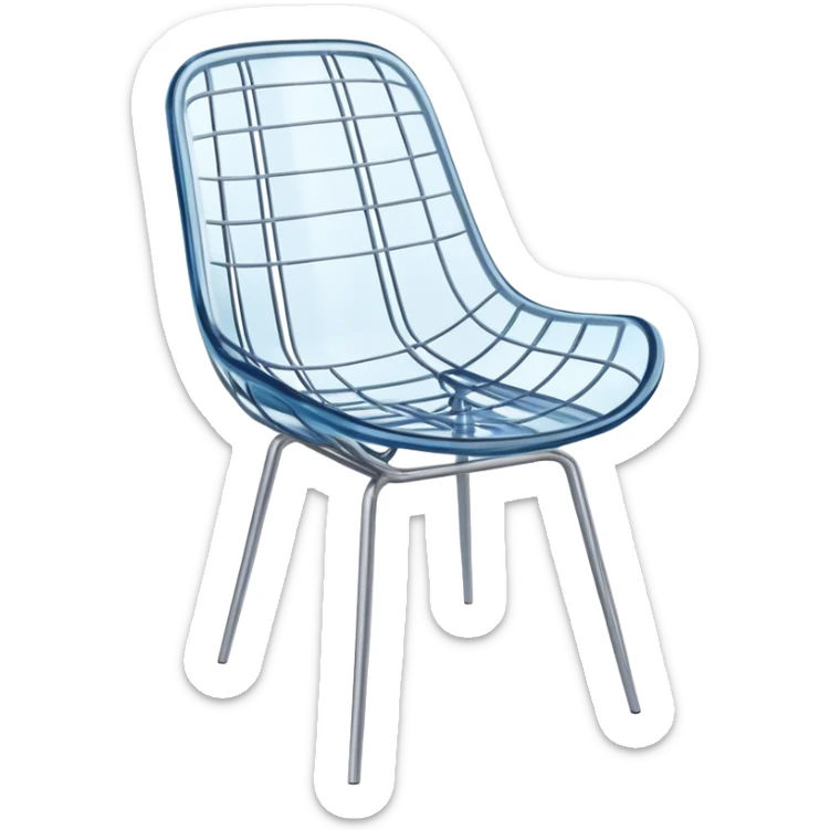 Icon for Furniture Design: a drawing of furniture elements, such as a chair or table, with a 3D model of the piece displayed alongside. The icon should represent the process of designing and modeling furniture. Transparent background. sticker