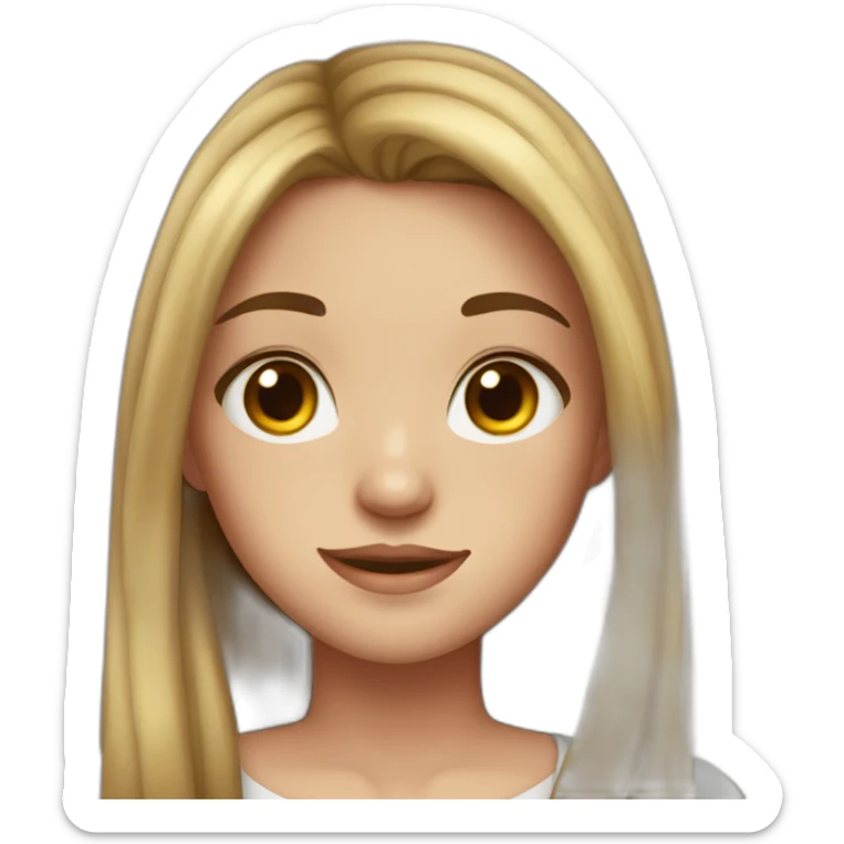 girl with long dark hair and hazel eyes and freckled sticker