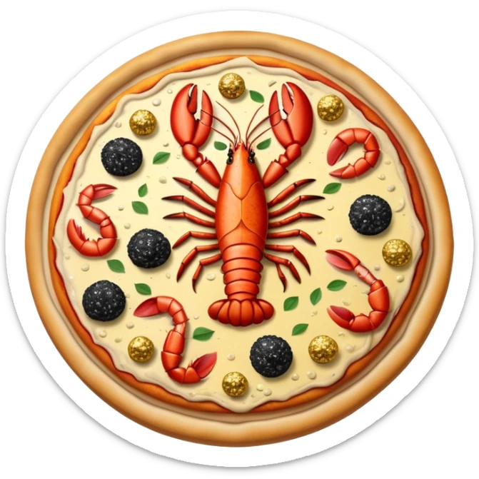 The most expensive pizza in the world with gold leaf, caviar, truffles, and lobster toppings sticker