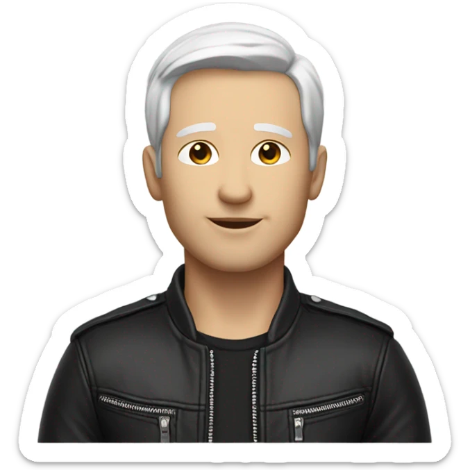 I want an emoji of a white-skinned man, wearing a black leather jacket. He must be looking at the sky. sticker