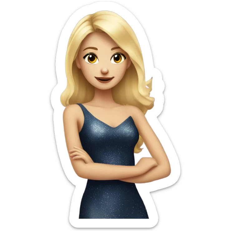 Blonde girl in dress at New Year’s party sticker