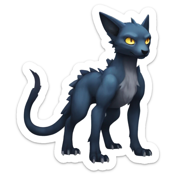 cool edgy fantasy dark-themed animal hybrid Fakemon full body sticker