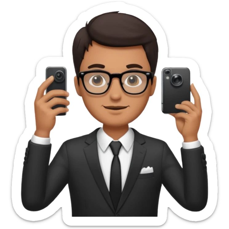 Hombre moreno con gafas haciendo fotos en una boda sticker