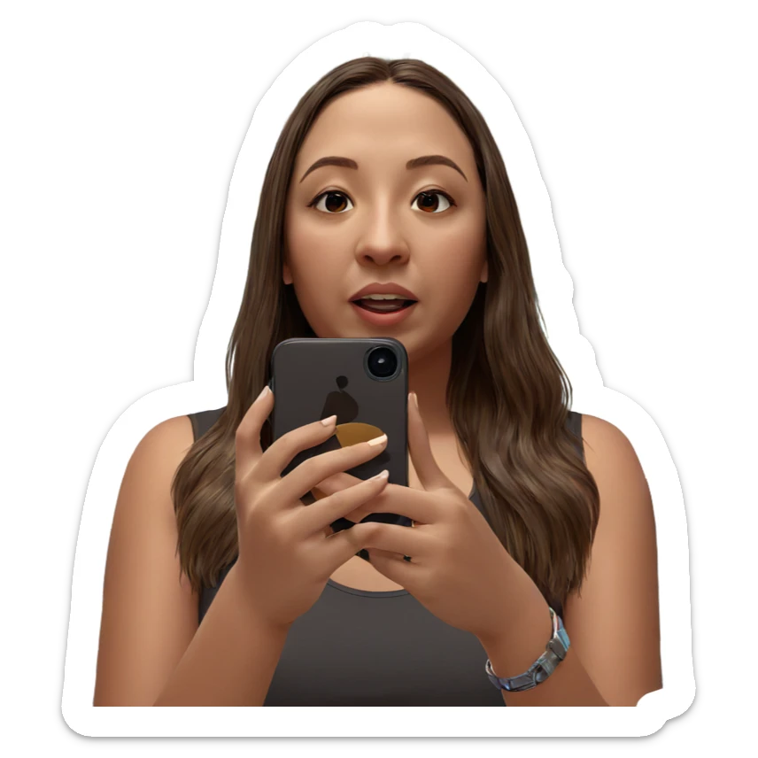 girl with brown hair reflection sticker